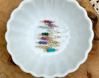 Triple Gemstone Connectors (3mm): 14k Gold Fill or Sterling Silver for Permanent Jewelry or Custom Jewelry Birthstones