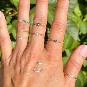 3 Tiny Ivory Rice Pearl (2x3mm) Connectors (set) for Rings or Bracelets - Permanent Jewelry - 14k Gold Fill or SS