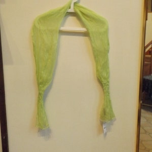 Long India women  scarf,100% silk,with beads and tag by Express.Price was 42 dollars. New old stock. Light Green Collectible scarf.