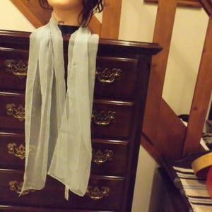 Long light blue women scarf metallic silver Elaine Gold Private collection.59&quot; Pastel color Collectible New Women accessory Gift idea