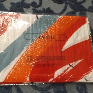 Delightful AVON women long scarf Autumn Embers Fashion Scarf in box. 9"x 54".Japan,New old stock.Gift for her .Collectible.Abstract pattern