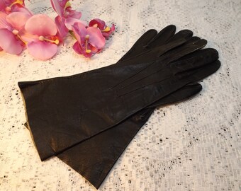 Sale Women's Genuine very soft Leather  Gloves  size 6.5 ,Black ,Elegant ladies gloves.Gift