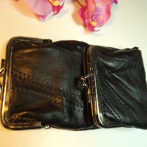 Cartera de cuero inglés, billetera doble negra, regalo, nuevo stock antiguo, accesorios, billetera para mujer o hombre, regalo, estado de la habitación, billetera elegante