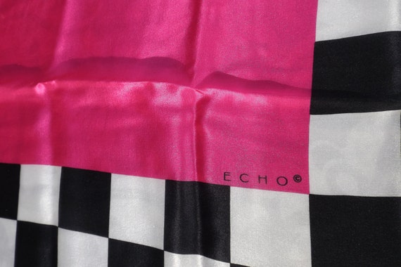 sale Women Scarf Signed ECHO.Neon pink.Usable Col… - image 2