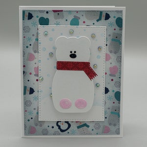 Polar Bear Christmas Card~Season&#39;s Greetings Card~ Handmade Card