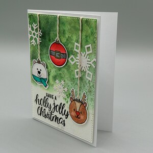 Christmas Ornaments Christmas Card~ Polar Bear~ Reindeer~ Snowflake~ Handmade Card