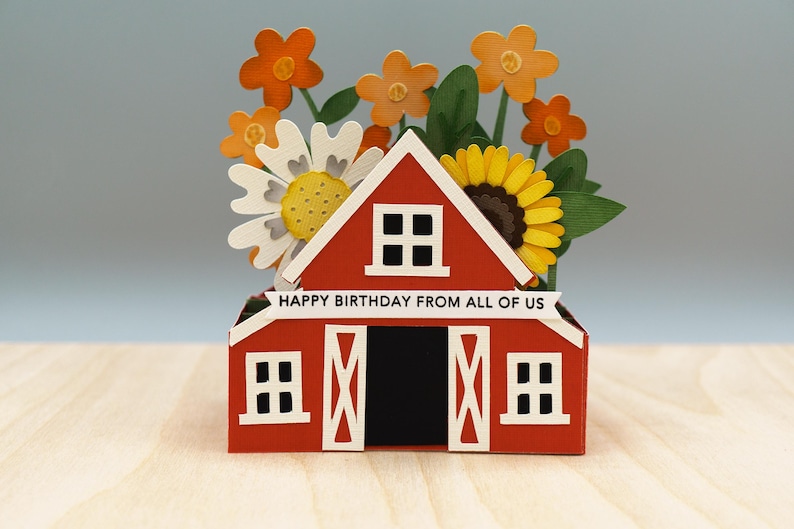3D Barn Pop-up Card: Sunflower Birthday Box Card - Etsy