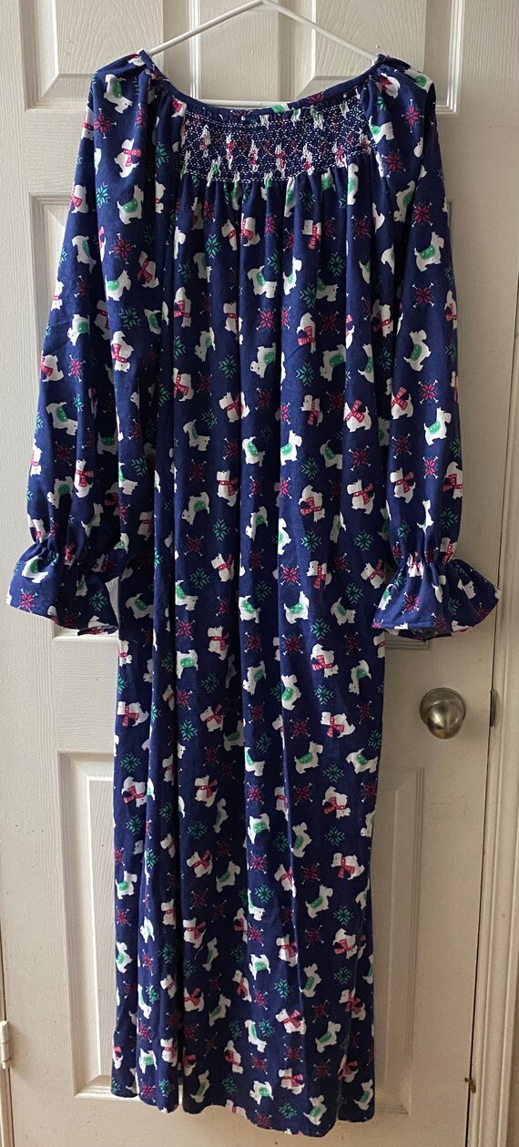 Scottie Dogs Smocked Flannel Nightgown