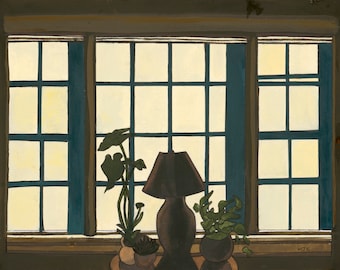 Original Still Life Watercolor Painting, Plant Art, Window Art, 11 x 14 inch Original Wall Art, Living Room Decor, Mary Julia Craft