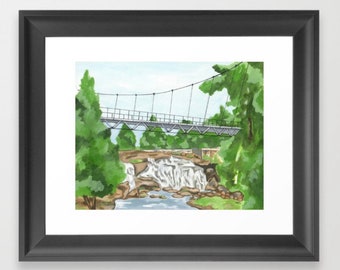 Falls Park Greenville SC Print, Wall Art Print, Landscape Print, Waterfall Print, Greenville SC, City Art Print, South Carolina Print