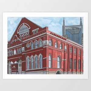 Nashville Architecture Gicleé Print, Ryman Auditorium Art Print, Giclee Art Print, Nashville TN, Archival Print, Living Room Decor Art Print