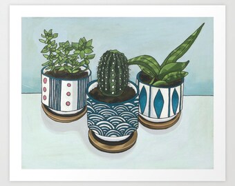 Succulent Giclee Print, succulent wall art, plant art, plant wall decor, plant prints, giclee print, giclee art print, signed print