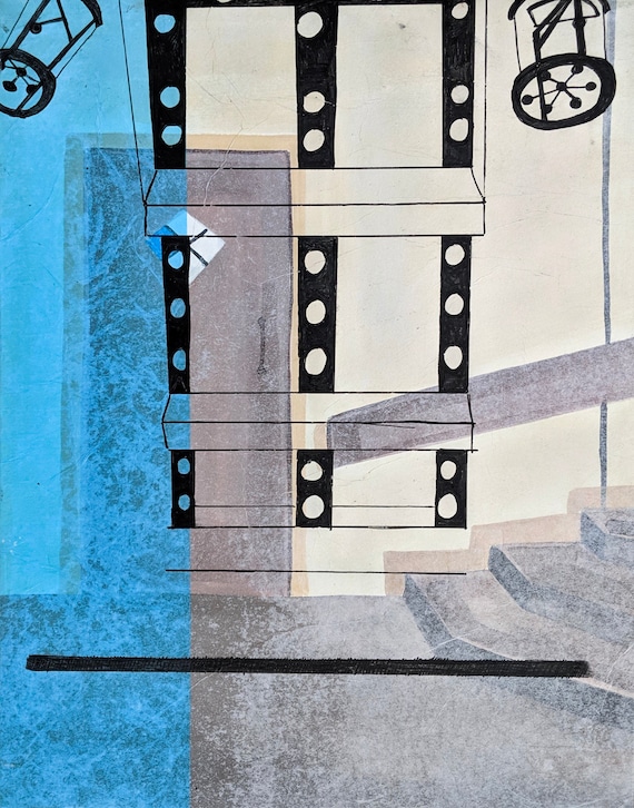 Abstract Door Mixed Media India Ink Painting