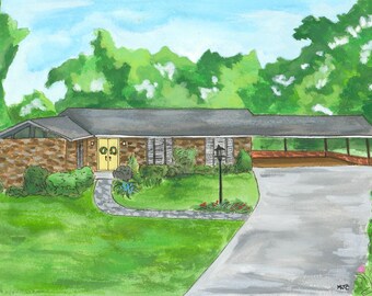 Custom House Painting, Housewarming Gift, Keepsake Art, Realtor Closing Gift, Original Watercolor Painting, House Portrait, Custom Gift
