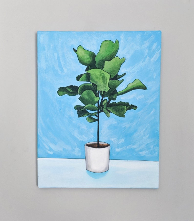 Set of 3 Wall Art, Plant Painting, Fiddle Leaf Fig Watercolor, Pothos Plant Painting, Snake