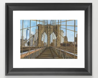 Brooklyn Bridge Art Print, New York City Print, New York City Wall Art, Living Room Wall Decor, Brooklyn Bridge Painting, City Art Print