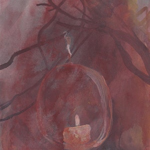 Small Watercolor Painting, Candle art, Candle artwork, unframed wall art, original painting, original watercolor, abstract painting