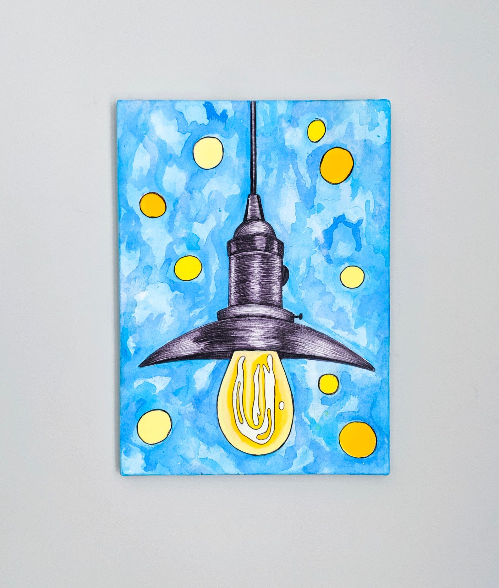 Light Bulb Watercolor Painting, Original Artwork, Original Watercolor