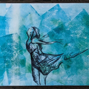 Ballet Art Original Lithograph Print, Ballet Artwork, Dancer Wall Art, Dancer Gift, Large Abstract Lithography Print, Mourning Into Dancing