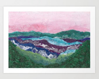 Smoky Mountains Gicleé Print, Smoky Mountains Wall Art, Landscape Wall Art Print, Archival Giclee Print, Abstract Wall Art, Smokey Mountains