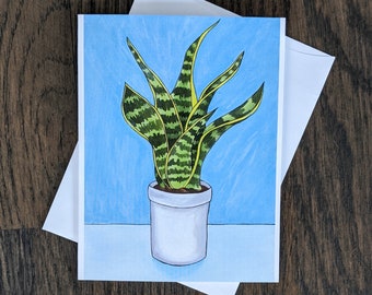Tarjetas de notas de plantas, tarjeta de notas de plantas de serpiente, tarjetas de notas de obras de arte, tarjetas de notas de cualquier ocasión, tarjeta de amante de las plantas, tarjetas de notas en blanco, regalo de amante de las plantas