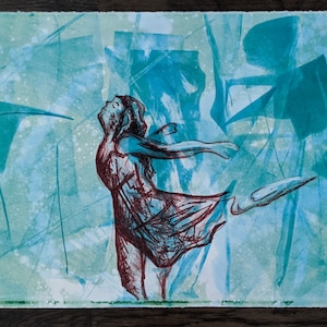 Ballet Art Original Lithograph Print, Ballet Artwork, Dancer Wall Art, Dancer Gift, Large Abstract Lithography Print, Mourning Into Dancing