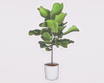 Vinyl Die Cut Art Stickers, Fiddle Leaf Fig Sticker, Houseplant Stickers, Stickers set, Plant Lover Gift, Plant Art, Stickers for Hydroflask