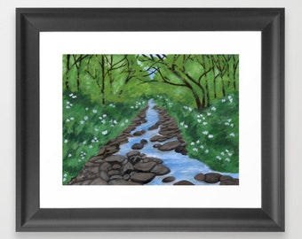 Smokey Mountains Wall Art, Smoky Mountain River Art Print, Landscape Art Print, Living Room Wall Decor, Nature Art Print, Unframed Print