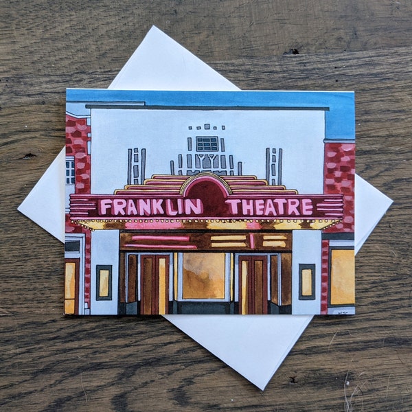 Franklin Theatre Notecards, Franklin TN, Blank Note Cards, Historic Downtown Franklin, Art Notecards, Travel Notecards, Tennessee Cards