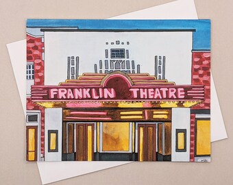 Franklin Theatre Notecards, Franklin TN, Blank Note Cards, Historic Downtown Franklin, Art Notecards, Travel Notecards, Tennessee Cards