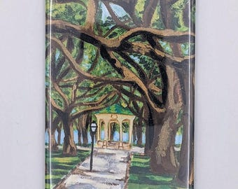 Charleston SC Art Fridge Magnet, White Point Garden, Kitchen Decor, Decorative Magnet, Charleston Art Gift, Charleston Souvenir