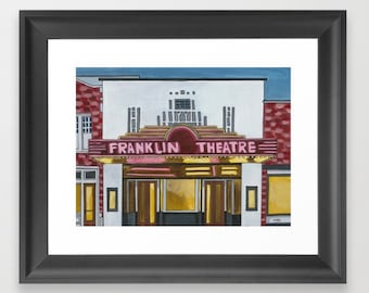 Downtown Franklin Theatre Art Print, Franklin TN Wall Art, Historic Architecture Print, Living Room Wall Art Decor, City Art