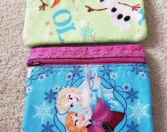 Elsa, Anna, and Olaf Cosmetic bags.  Christmas gift, Birthday Gift, Just because gift.