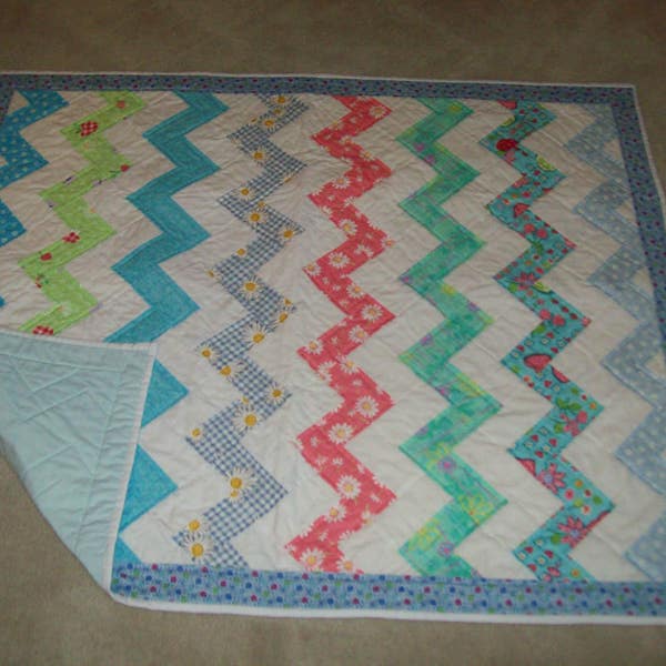 Modern Chevron Baby or Lap Quilt