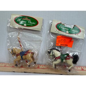 Vintage Christmas Classics Carousel Horse Ornaments Set of 2 Item 4284