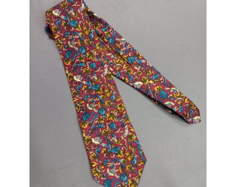 Christian Dior Monsieur Silk Tie, 80s 90s Red Floral