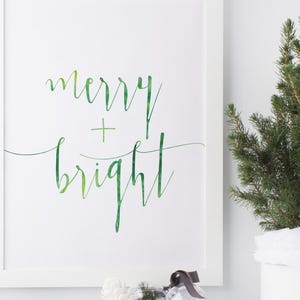 Merry and Bright Print, Christmas Wall Art, Christian Xmas Gift, Holiday Scripture, Festive Wall Decor, Religious Art, Modern Xmas image 2