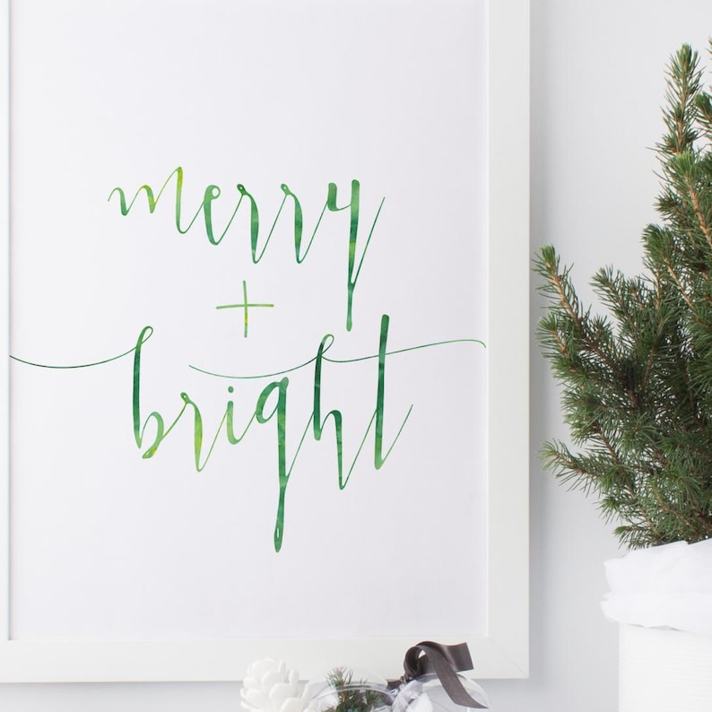 Merry and Bright Print, Christmas Wall Art, Christian Xmas Gift, Holiday Scripture, Festive Wall Decor, Religious Art, Modern Xmas image 2