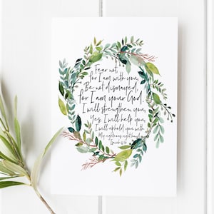 Isaiah 41:10 - Fear not for I am with you - Scripture art - Bible verse wall art - Bible verse print - Watercolor bible verse -Christian Art