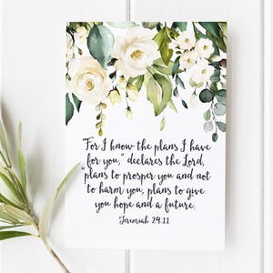Jeremiah 29:11 - For I know the plans I have for you - Scripture Card - Bible verse Art Print - Bible verse wall art -  Religious Decor