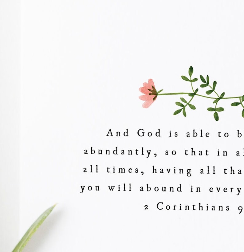 2 Corinthians 9:8 Scripture Print, Christian Wall Art, Bible Verse ...
