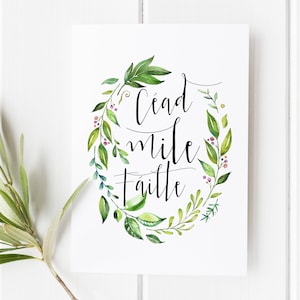 Céad Míle Fáilte Print – Irish Wall Art, Celtic Welcome Sign, Home Decor, Irish Blessing Gift, Floral Wreath Art for St. Patrick’s Day