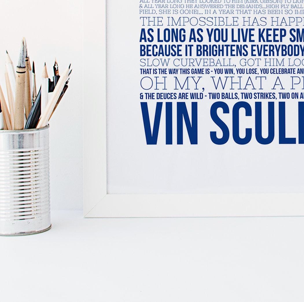LIMITED EDITION - Vin Scully - Dodger Baseball - Vin Scully Quotes -  Dodgers Gifts - Vin Scully Print - Dodgers Baseball Print - Baseball - Etsy, image size:1051x1042