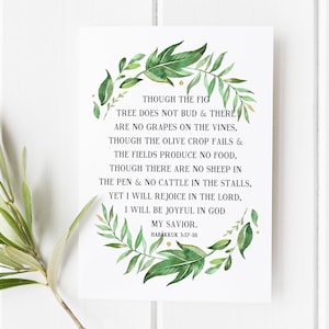 Habakkuk 3:17-18 Scripture Print, Inspirational Christian Wall Art, Faith-Based Decor, Uplifting Bible Verse Art, Religious Christmas Gift