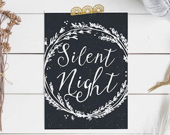 Silent Night Print, Christmas Scripture Wall Art, Christian Holiday Décor, Nativity Bible Verse, Faith Christmas Gift, Religious Art