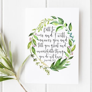 Jeremiah 33:3 - Call to me and I will - Scripture art - Bible verse - Bible verse wall art - Bible verse print - Christian Home Decor - Gift