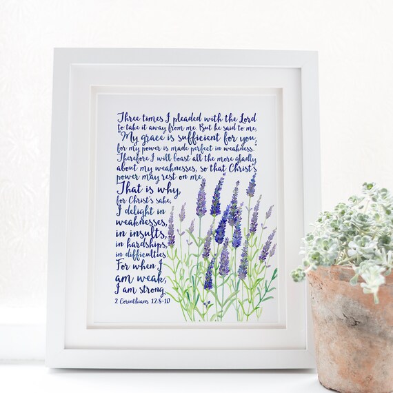 2 Corinthians 128 10 When I Am Weak I Am Strong Scripture Art Bible Verse Bible Verse Wall Art Bible Verse Print I Am Strong