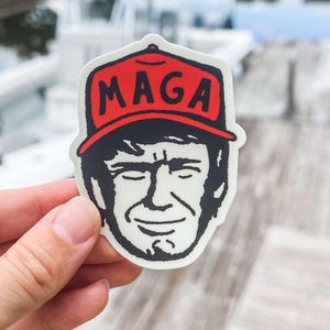 MAGA Sticker, Trump Waterproof Vinyl Decal, Make America Great Again, Political Car Sticker, Pro Trump Outdoor Sticker, Donald Trump Sticker
