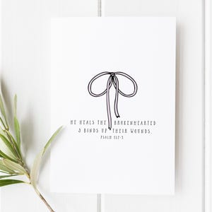 He Heals the Brokenhearted Print, Psalm 147:3 Scripture Art, Christian Wall Decor, Bible Verse, Faith-Based Gift, Christmas Print