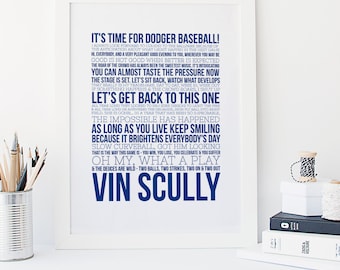 LIMITED EDITION - Vin Scully - Dodger Baseball - Vin Scully Quotes - Dodgers Gifts - Vin Scully Print - Dodgers Baseball Print - Baseball
